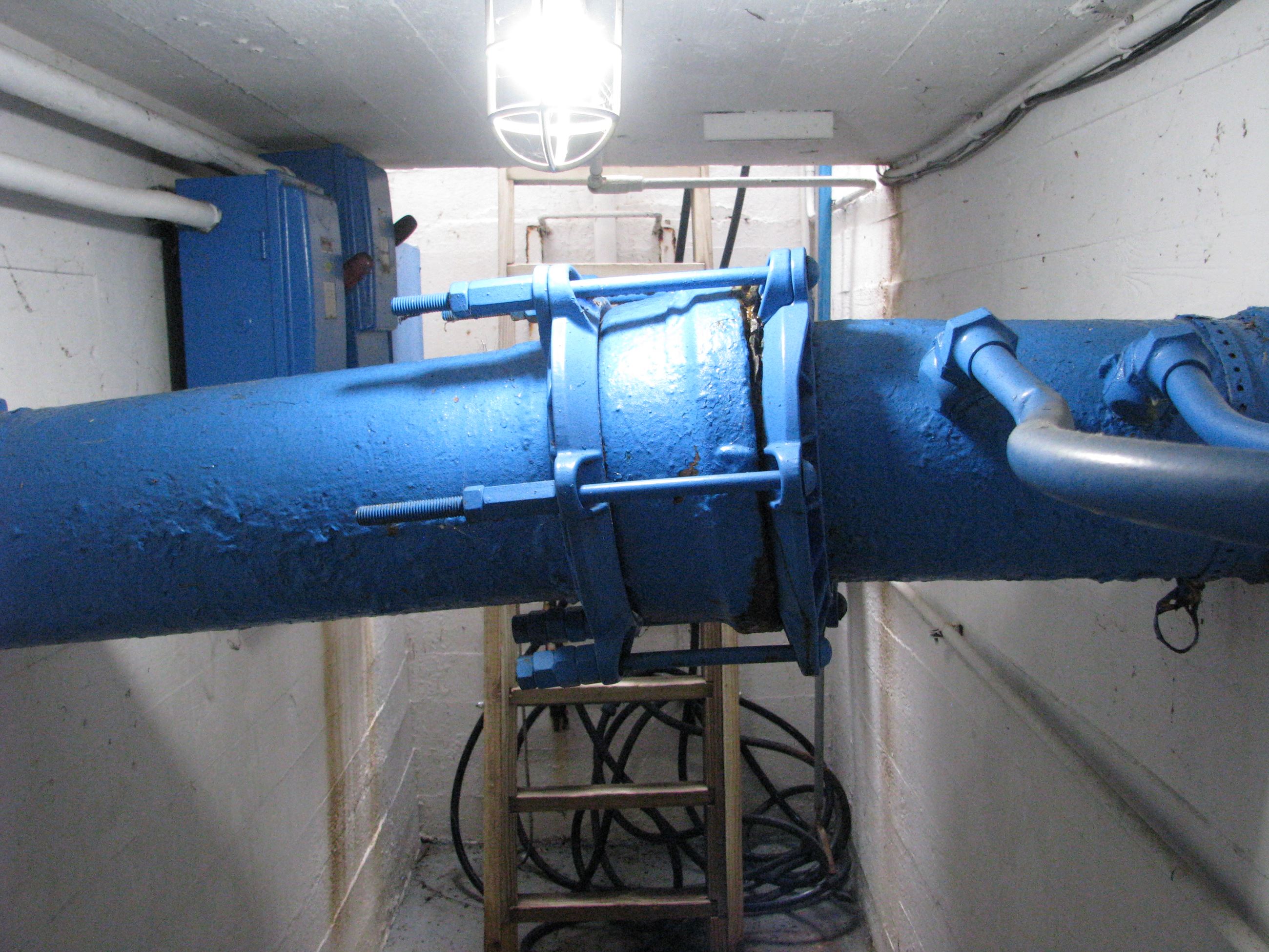 City water main that also supplies water to the fountain