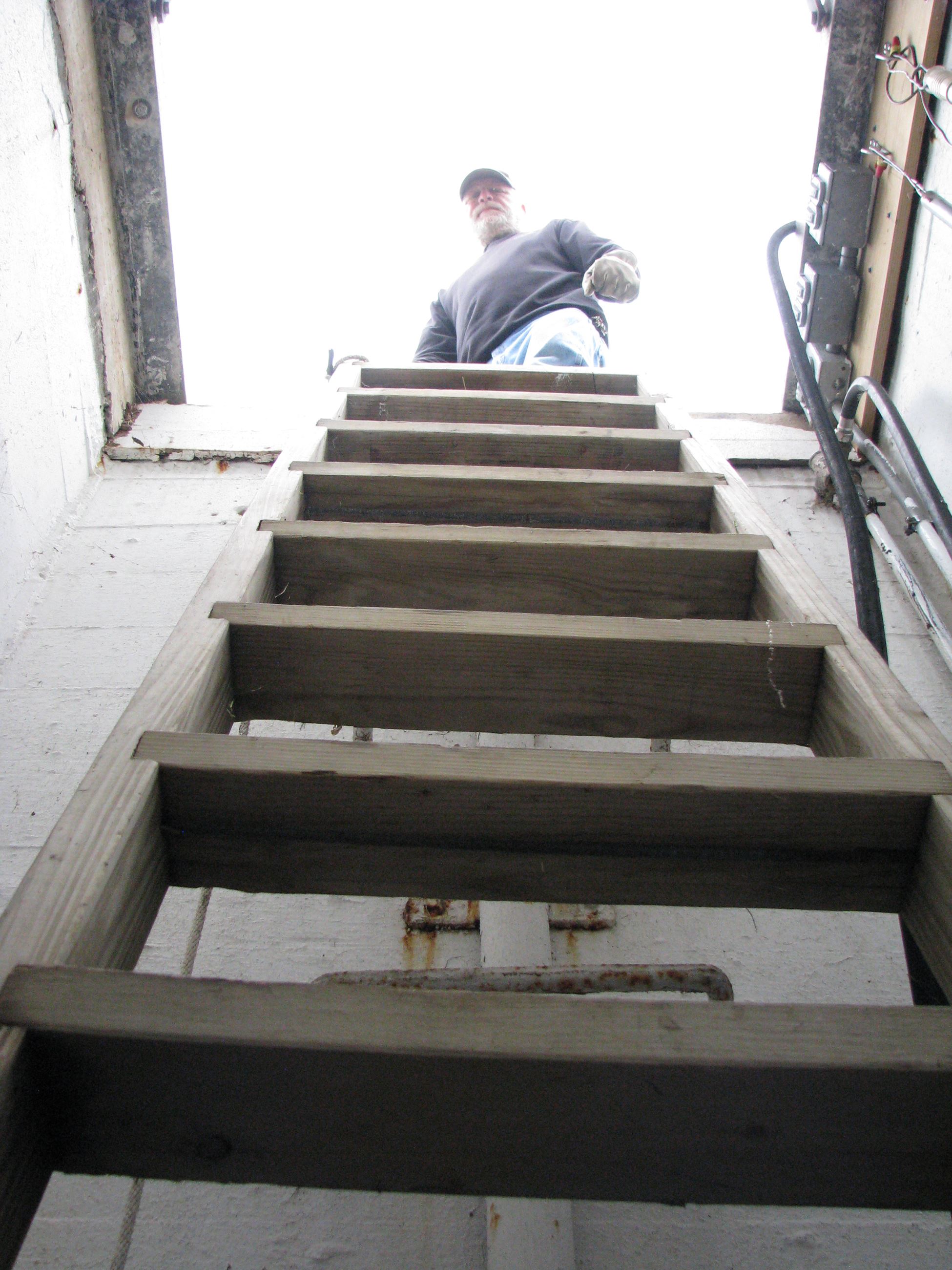 Stairway to enter and exit the control center