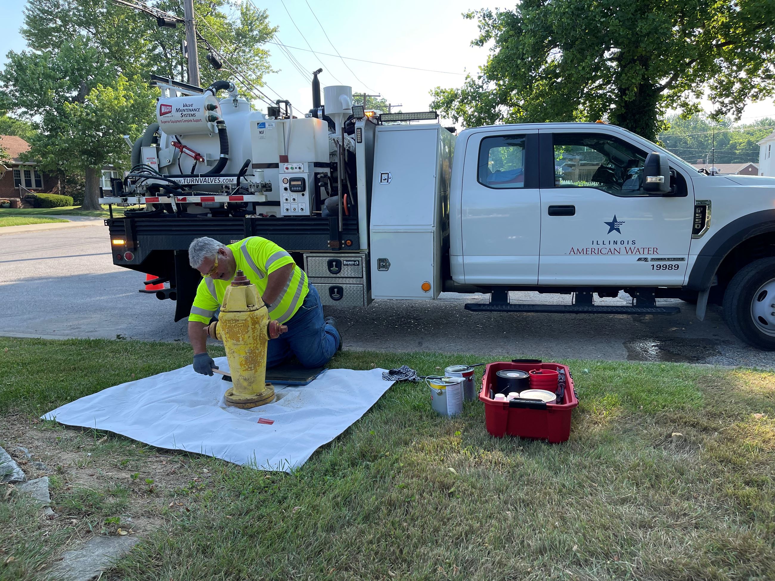 IL American Water Repaints City Fire Hydrants