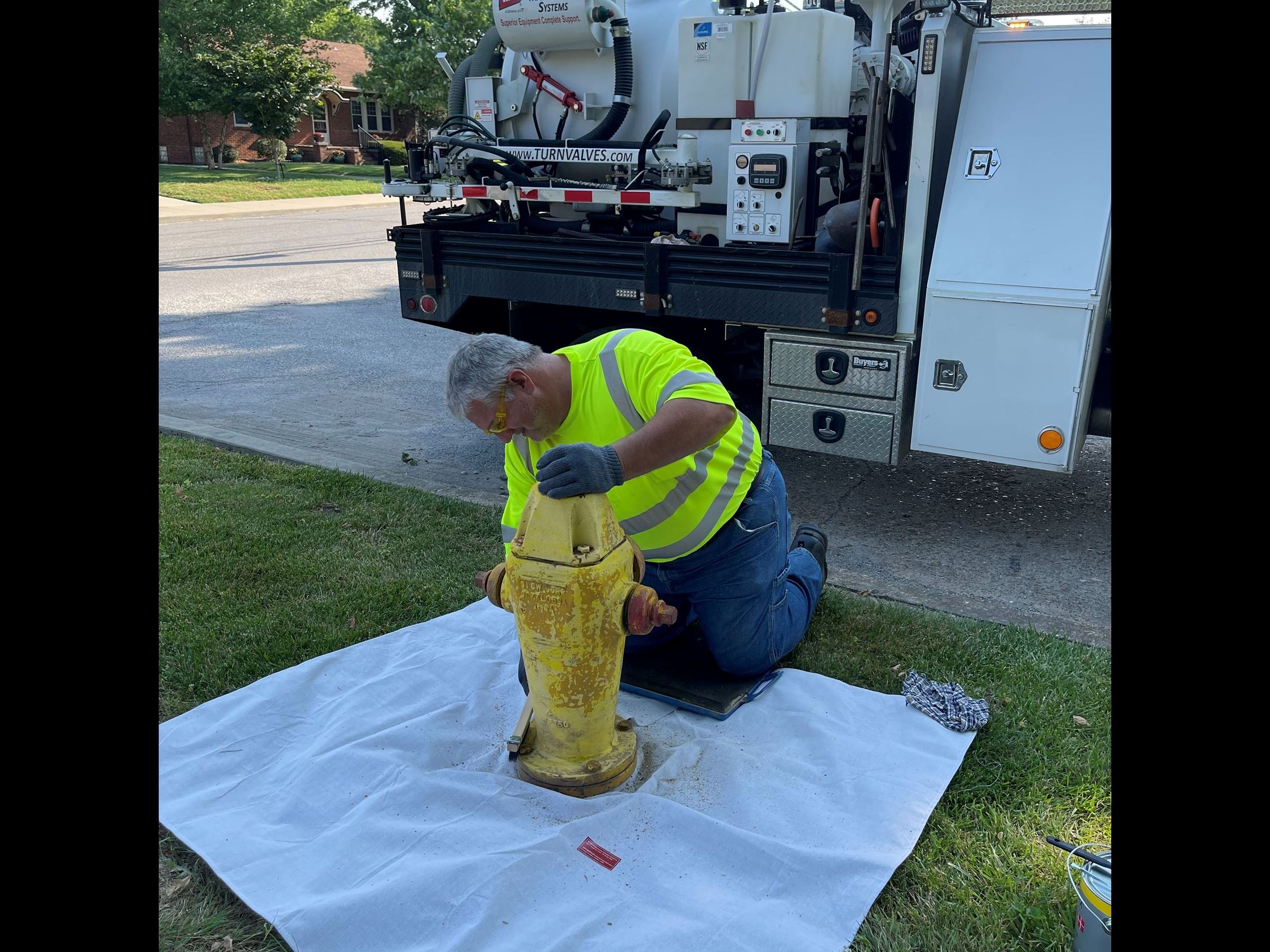 IL American Water Repaints City Fire Hydrants
