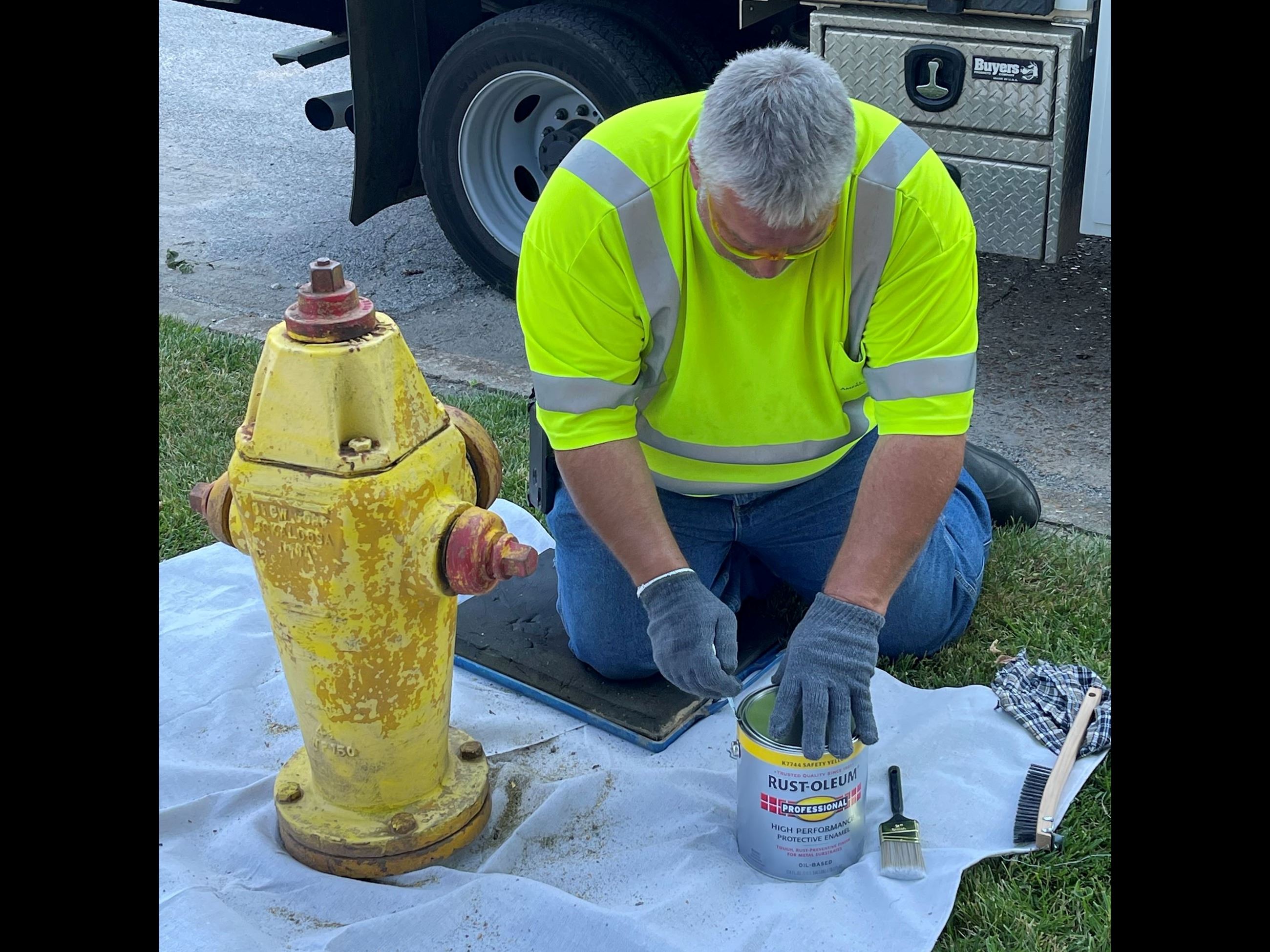IL American Water Repaints City Fire Hydrants