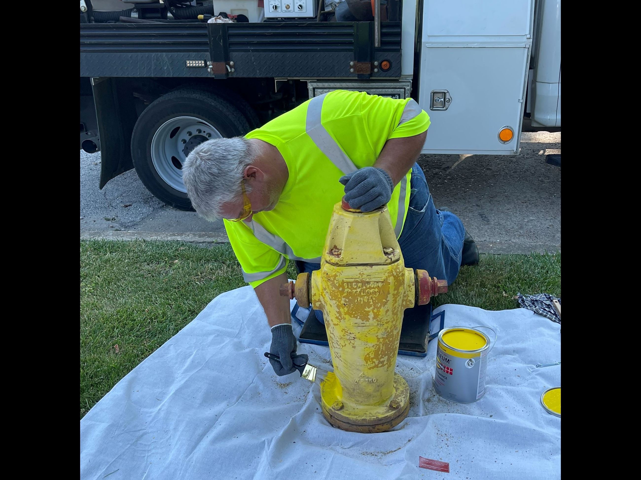 IL American Water Repaints City Fire Hydrants