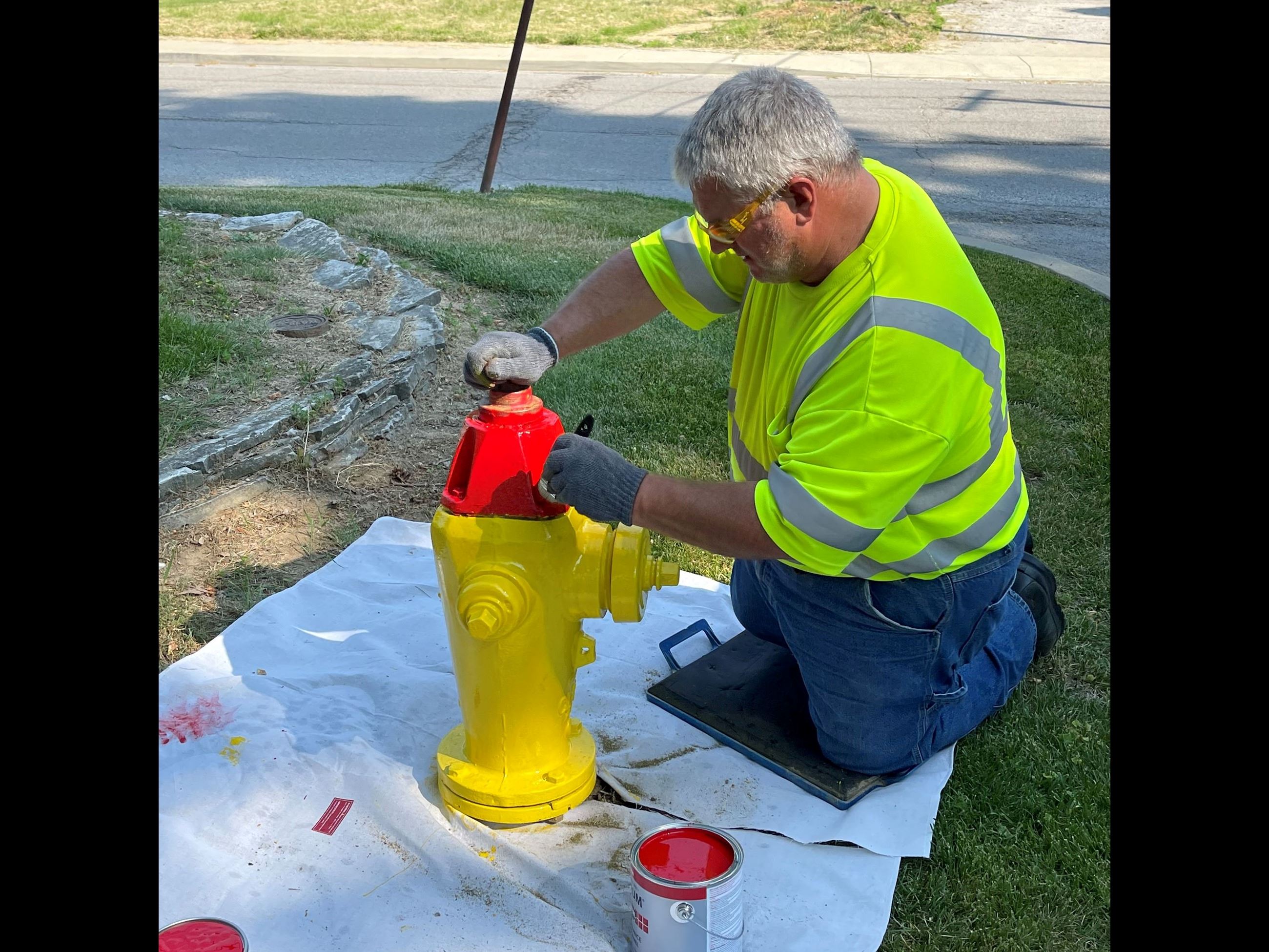 IL American Water Repaints City Fire Hydrants